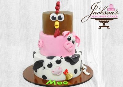 Cartoon Farm Animals Cake