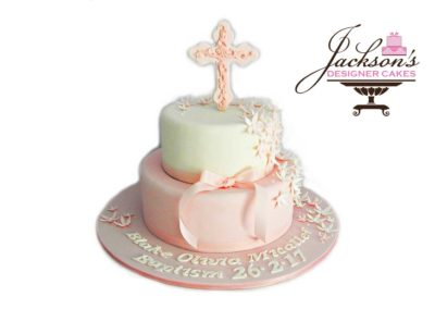 Pink Cross Baptism Cake
